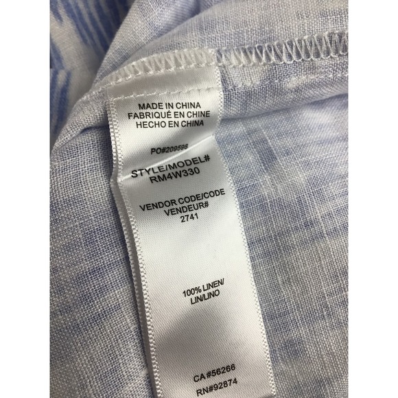 Splendid Womens St Tropez Blue White Ikat Print Linen Blouse Top Size S NWT - Picture 9 of 9